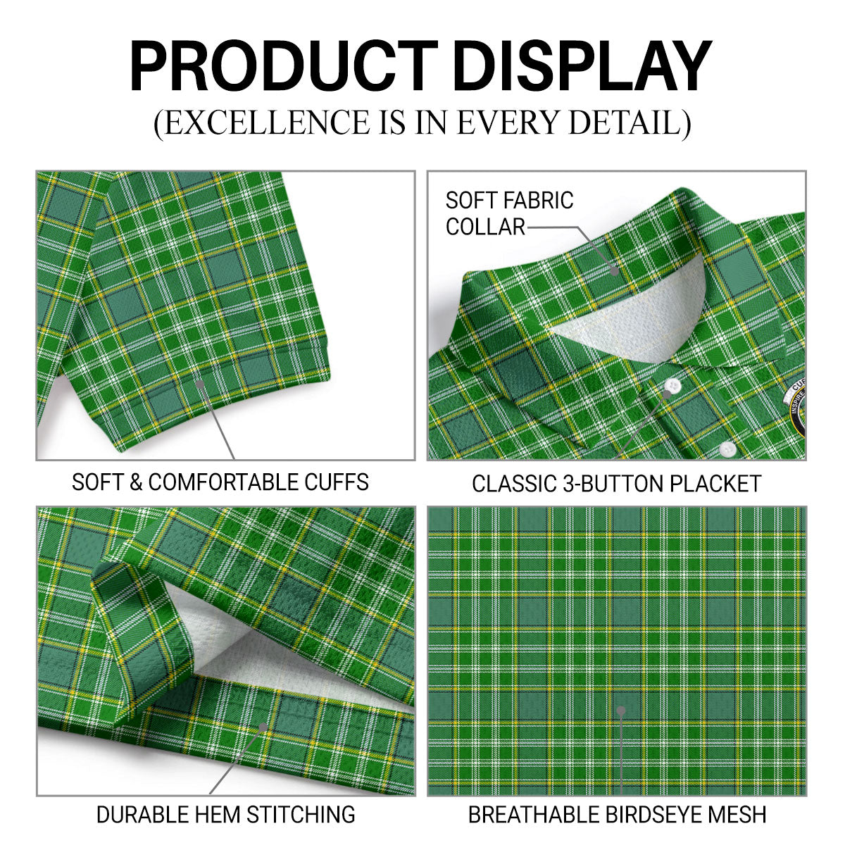 Currie Tartan Crest Birdseye Mesh Polo Shirt