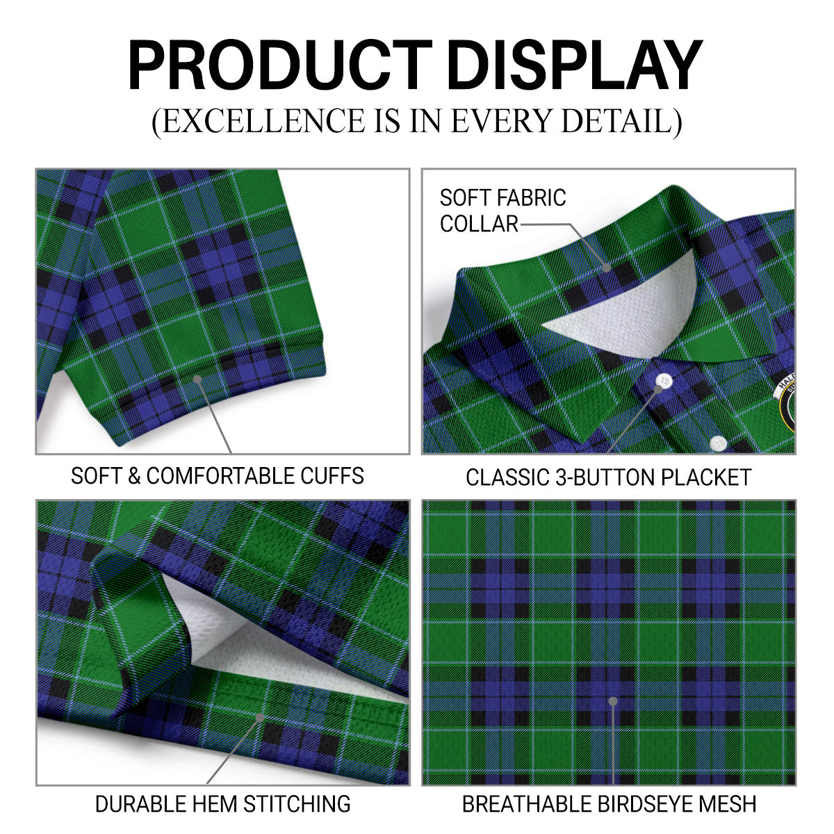 Haldane Tartan Crest Birdseye Mesh Polo Shirt