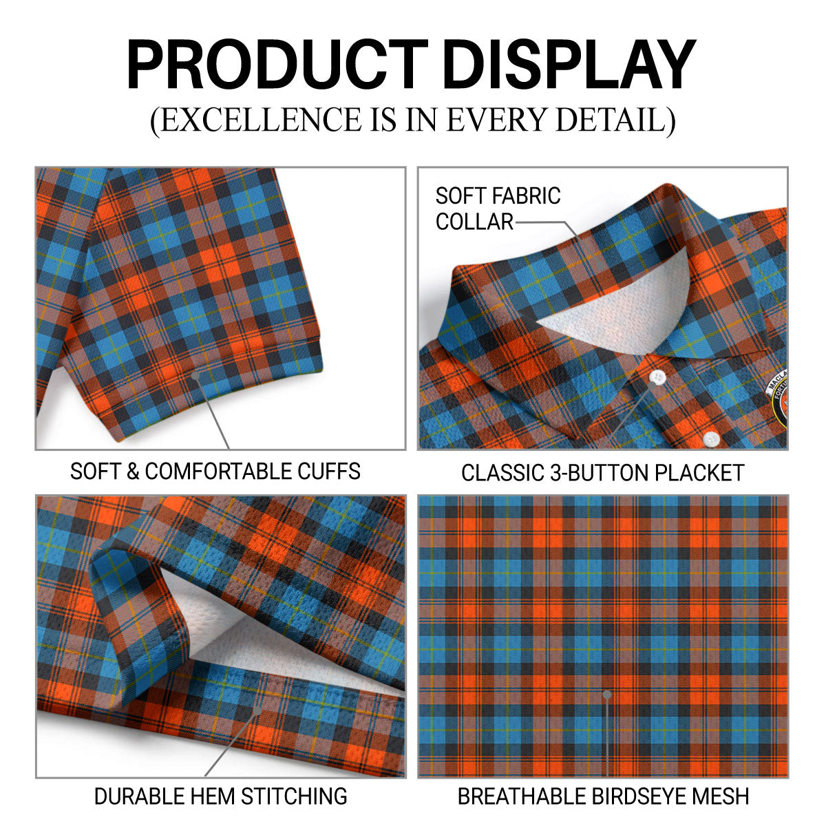 MacLachlan Ancient Tartan Crest Birdseye Mesh Polo Shirt