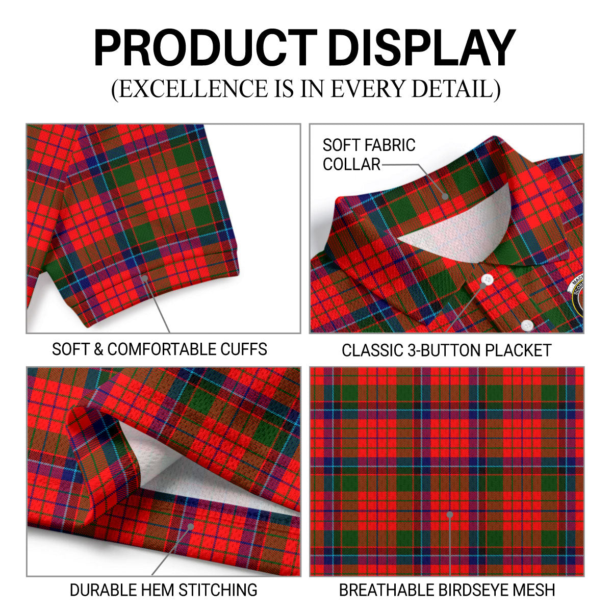 MacNicol (of Scorrybreac) Tartan Crest Birdseye Mesh Polo Shirt