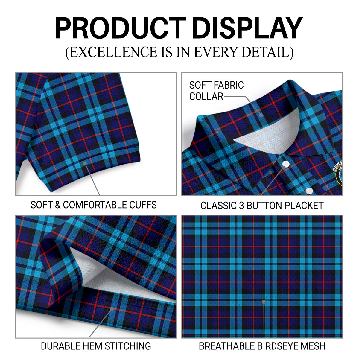 McCorquodale Tartan Crest Birdseye Mesh Polo Shirt