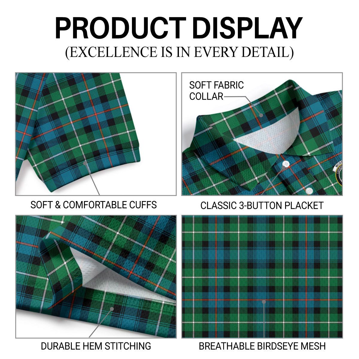 McKenzie Ancient Tartan Crest Birdseye Mesh Polo Shirt