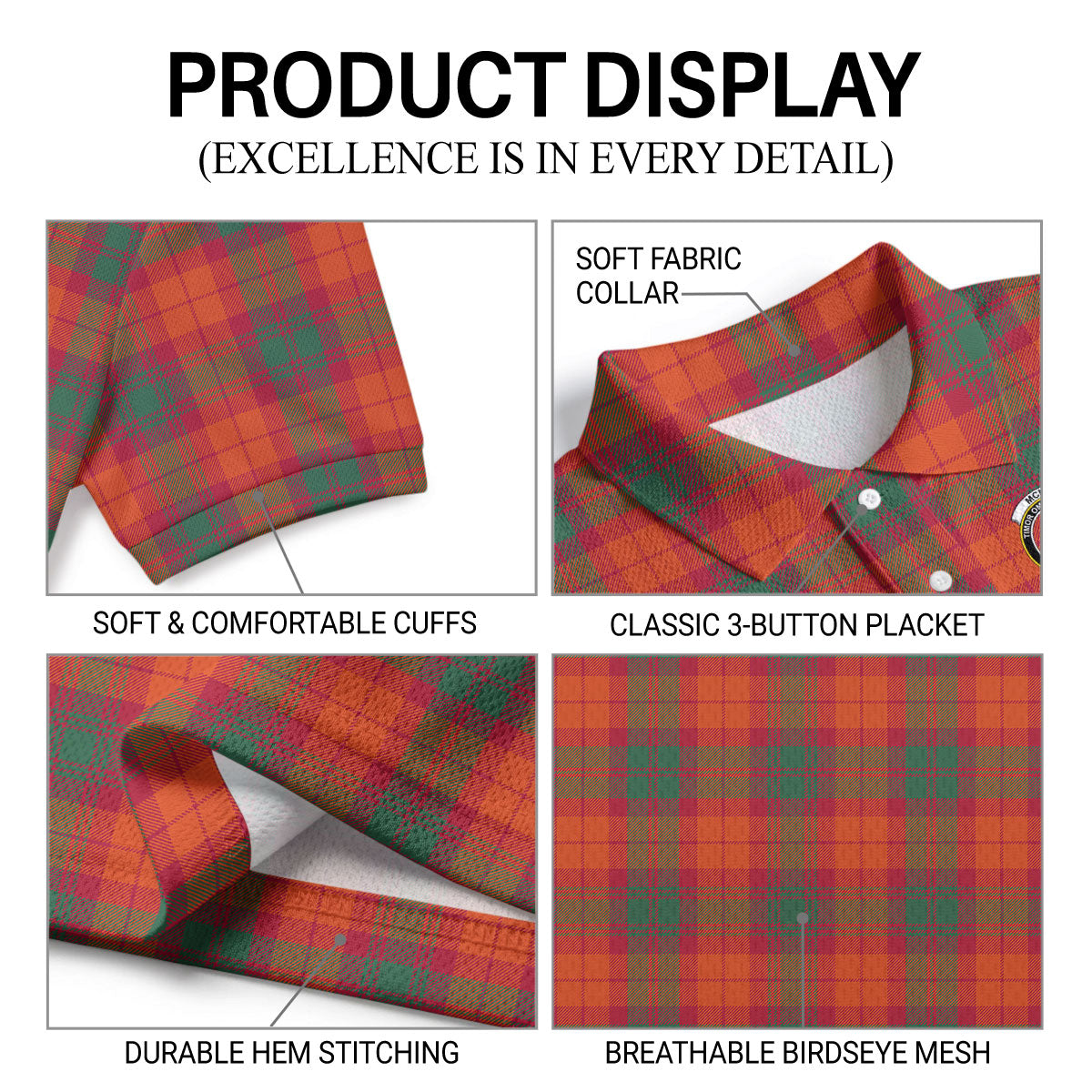 McNab Ancient Tartan Crest Birdseye Mesh Polo Shirt