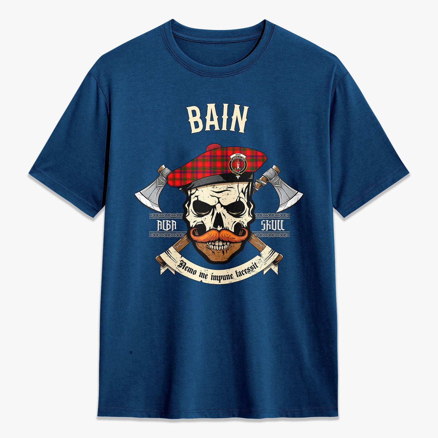 Bain Tartan Crest 2D T-shirt - Alba Skull Style