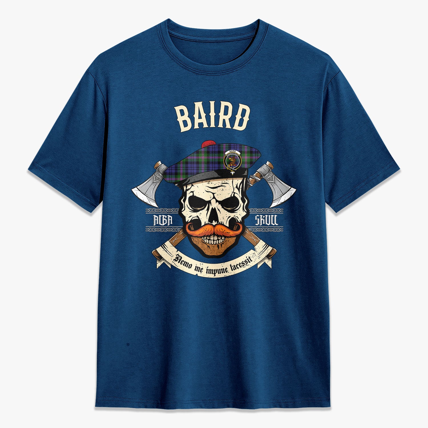 Baird Modern Tartan Crest 2D T-shirt - Alba Skull Style