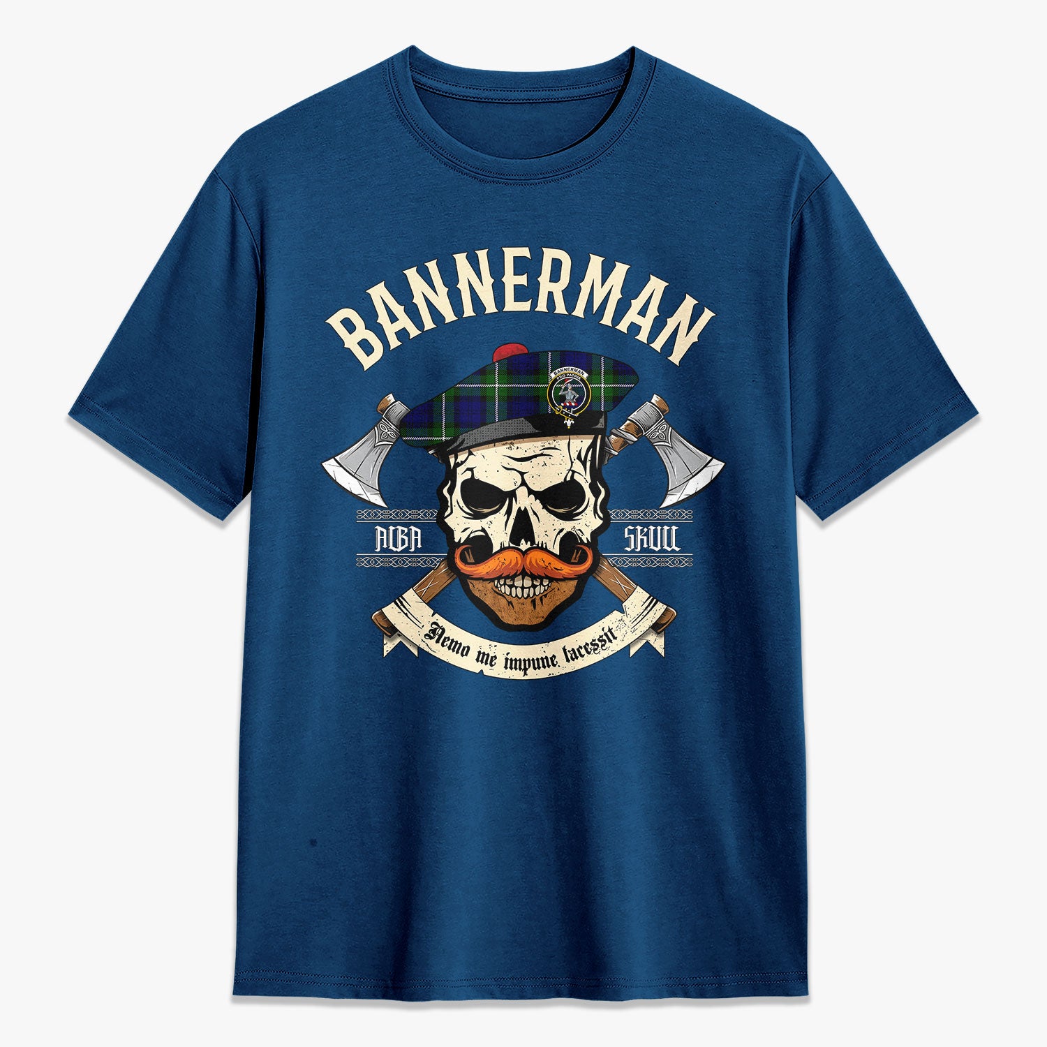 Bannerman Tartan Crest 2D T-shirt - Alba Skull Style