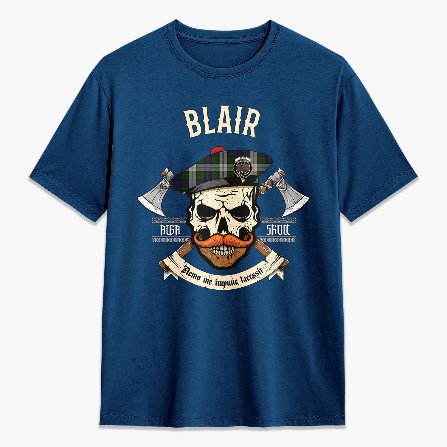 Blair Dress Tartan Crest 2D T-shirt - Alba Skull Style