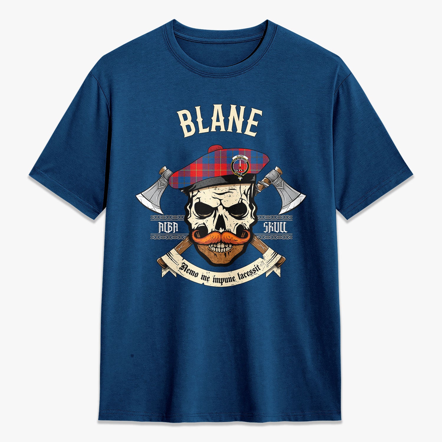 Blane Tartan Crest 2D T-shirt - Alba Skull Style