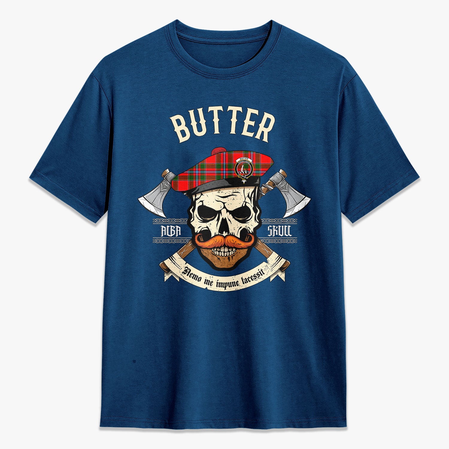 Butter Tartan Crest 2D T-shirt - Alba Skull Style