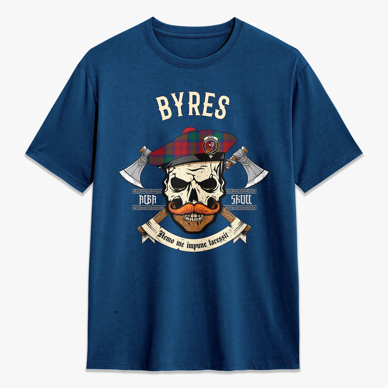 Byres Tartan Crest 2D T-shirt - Alba Skull Style