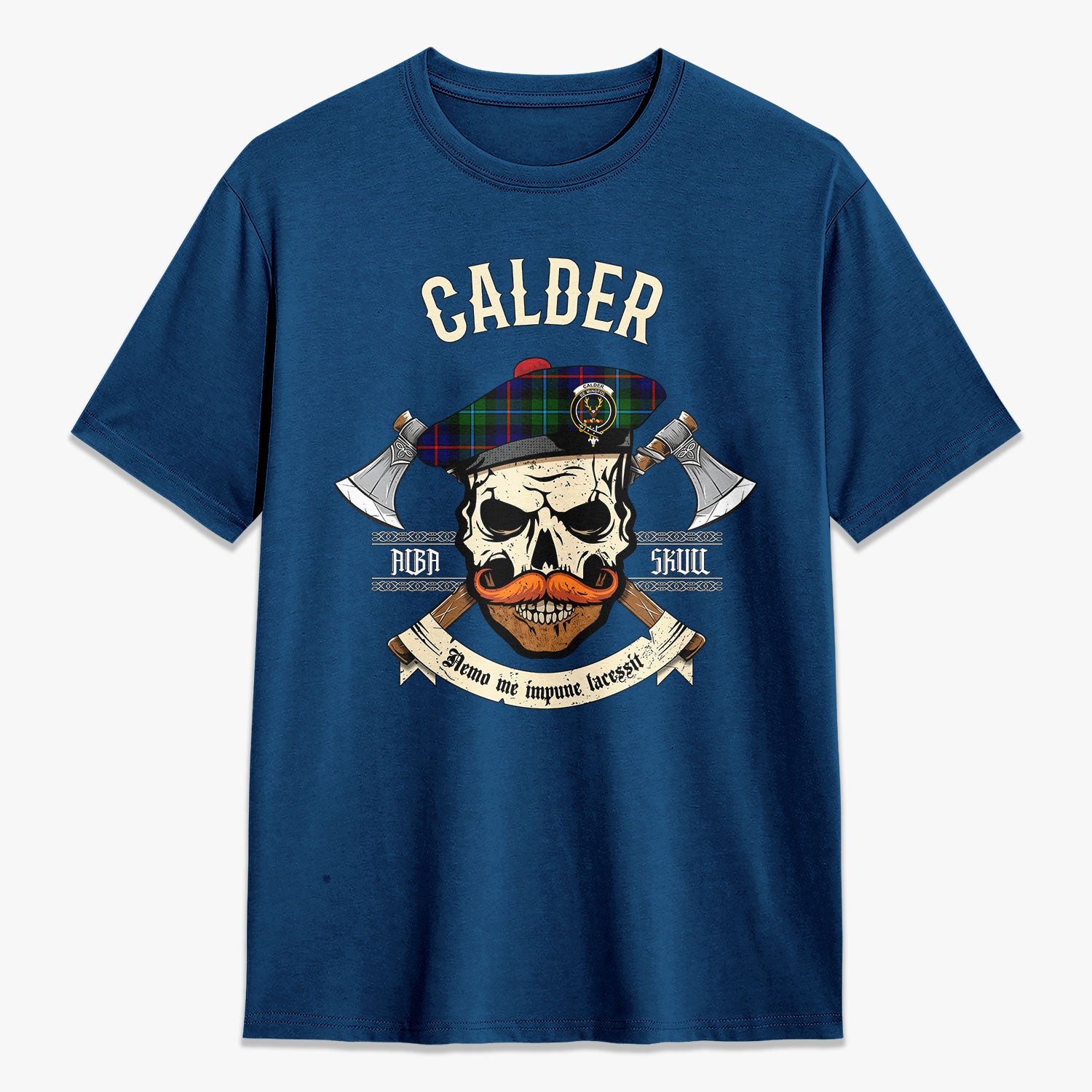 Calder Tartan Crest 2D T-shirt - Alba Skull Style