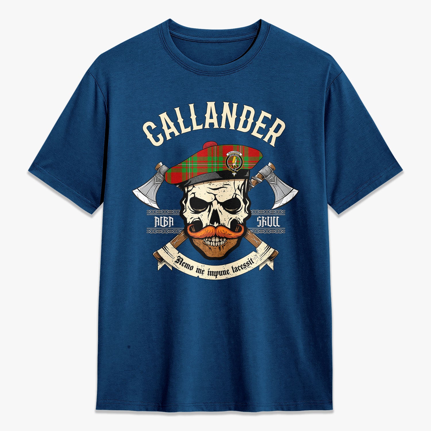 Callander Tartan Crest 2D T-shirt - Alba Skull Style