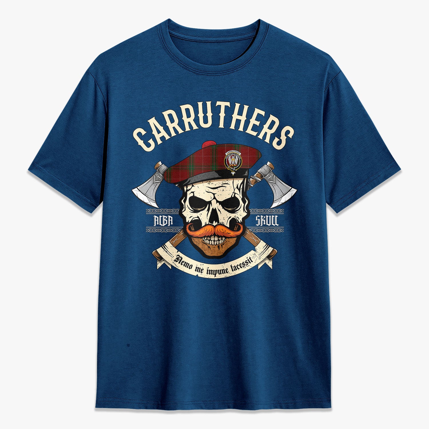 Carruthers Tartan Crest 2D T-shirt - Alba Skull Style