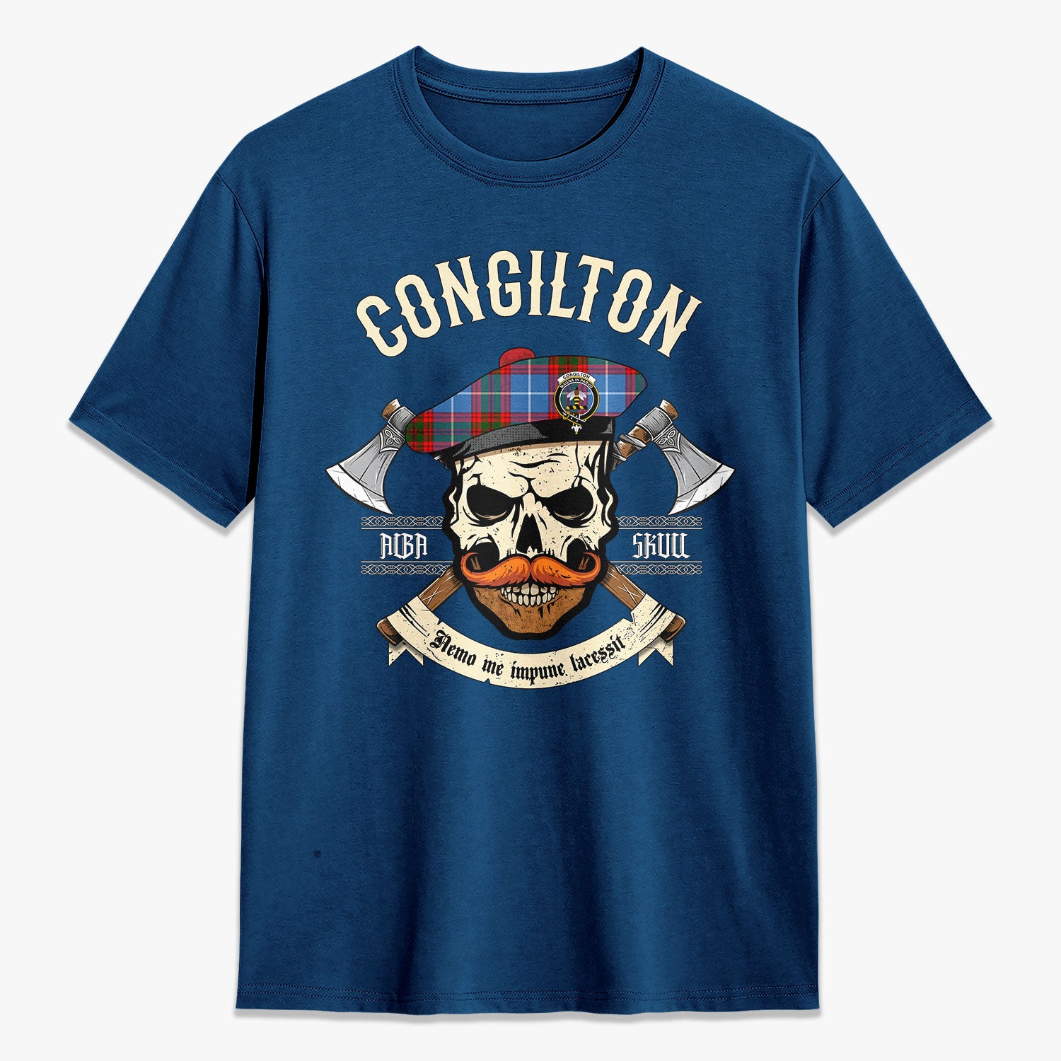 Congilton Tartan Crest 2D T-shirt - Alba Skull Style