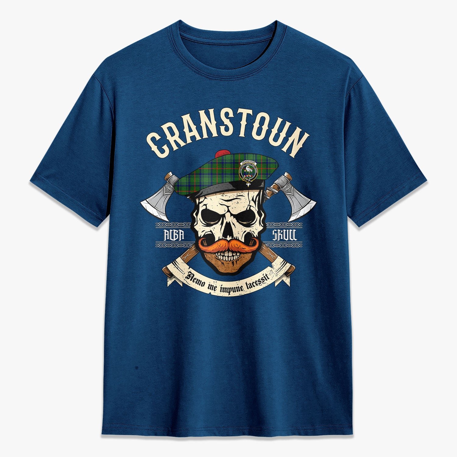 Cranstoun Tartan Crest 2D T-shirt - Alba Skull Style