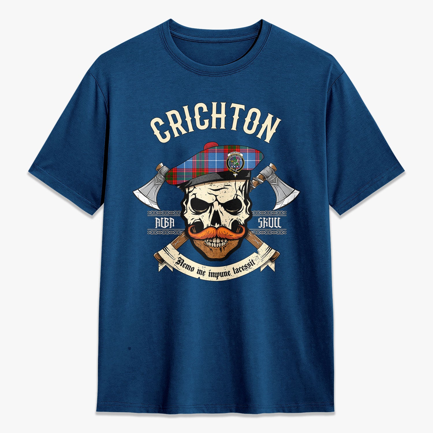 Crichton Tartan Crest 2D T-shirt - Alba Skull Style