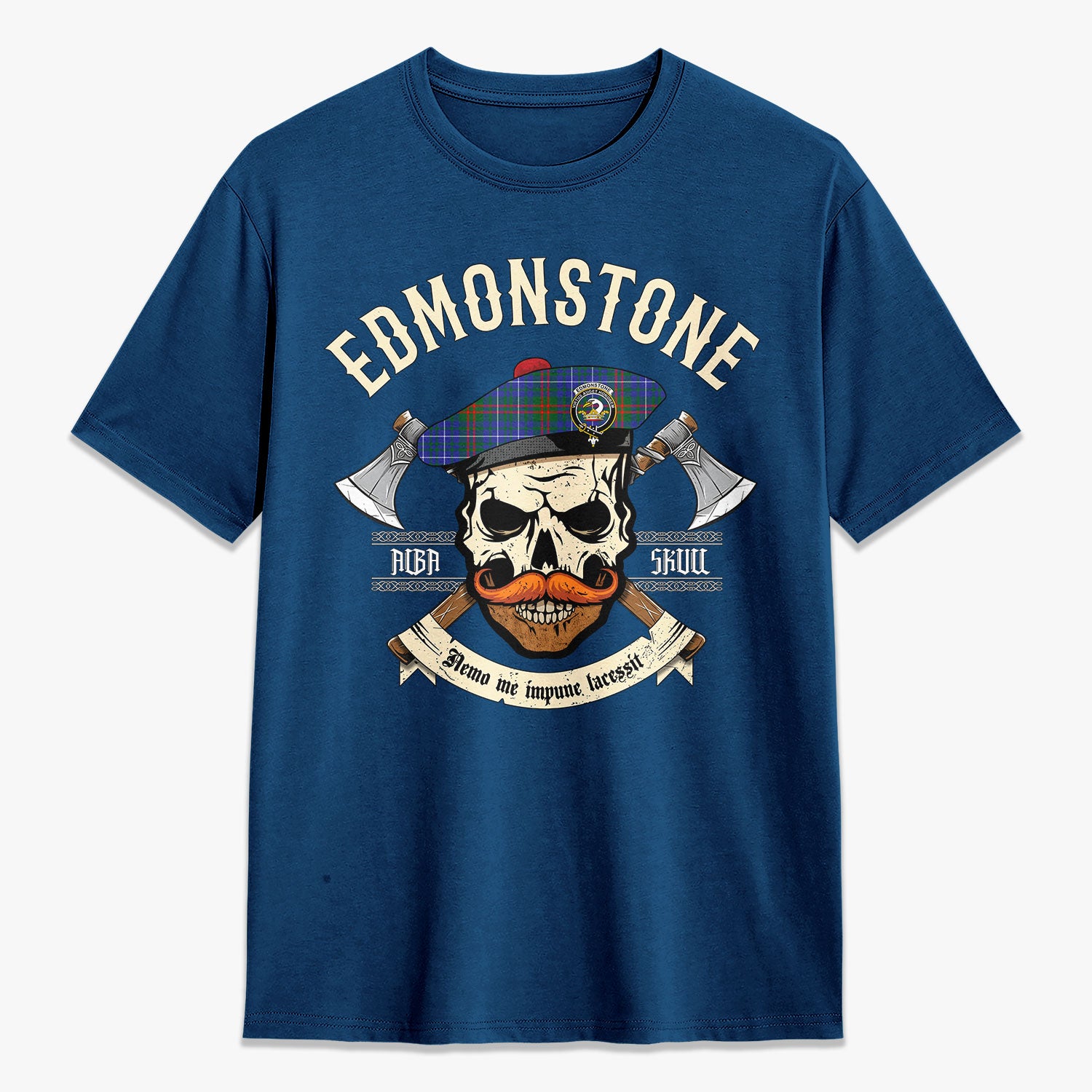 Edmonstone Tartan Crest 2D T-shirt - Alba Skull Style