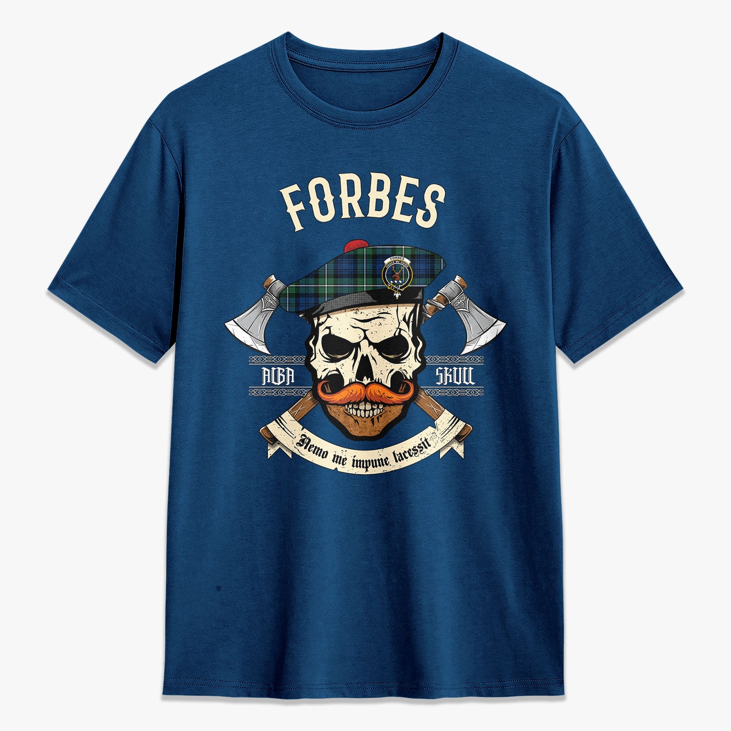 Forbes Ancient Tartan Crest 2D T-shirt - Alba Skull Style