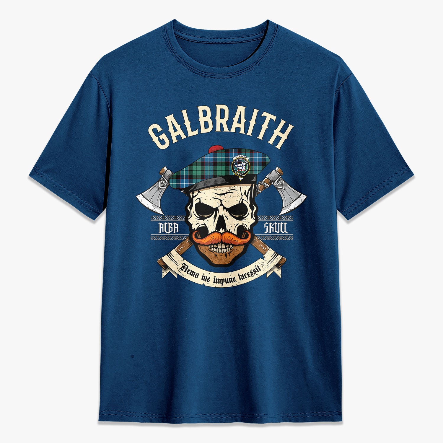 Galbraith Ancient Tartan Crest 2D T-shirt - Alba Skull Style