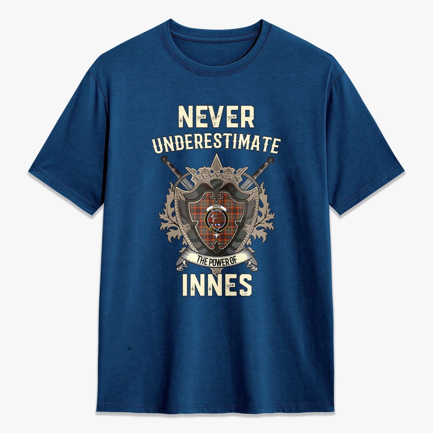 Innes Ancient Tartan Crest 2D T-shirt - Never Underestimate Style