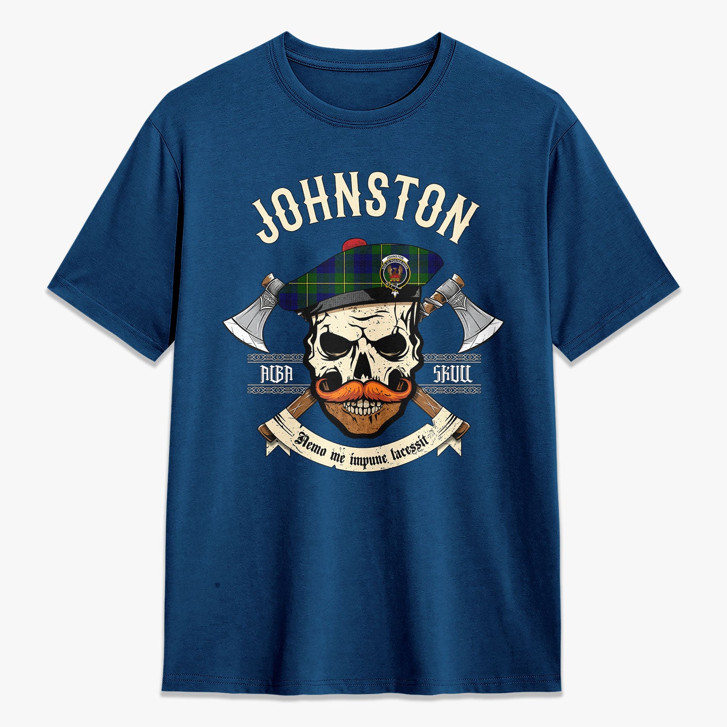 Johnston of Caskieben Tartan Crest 2D T-shirt - Alba Skull Style