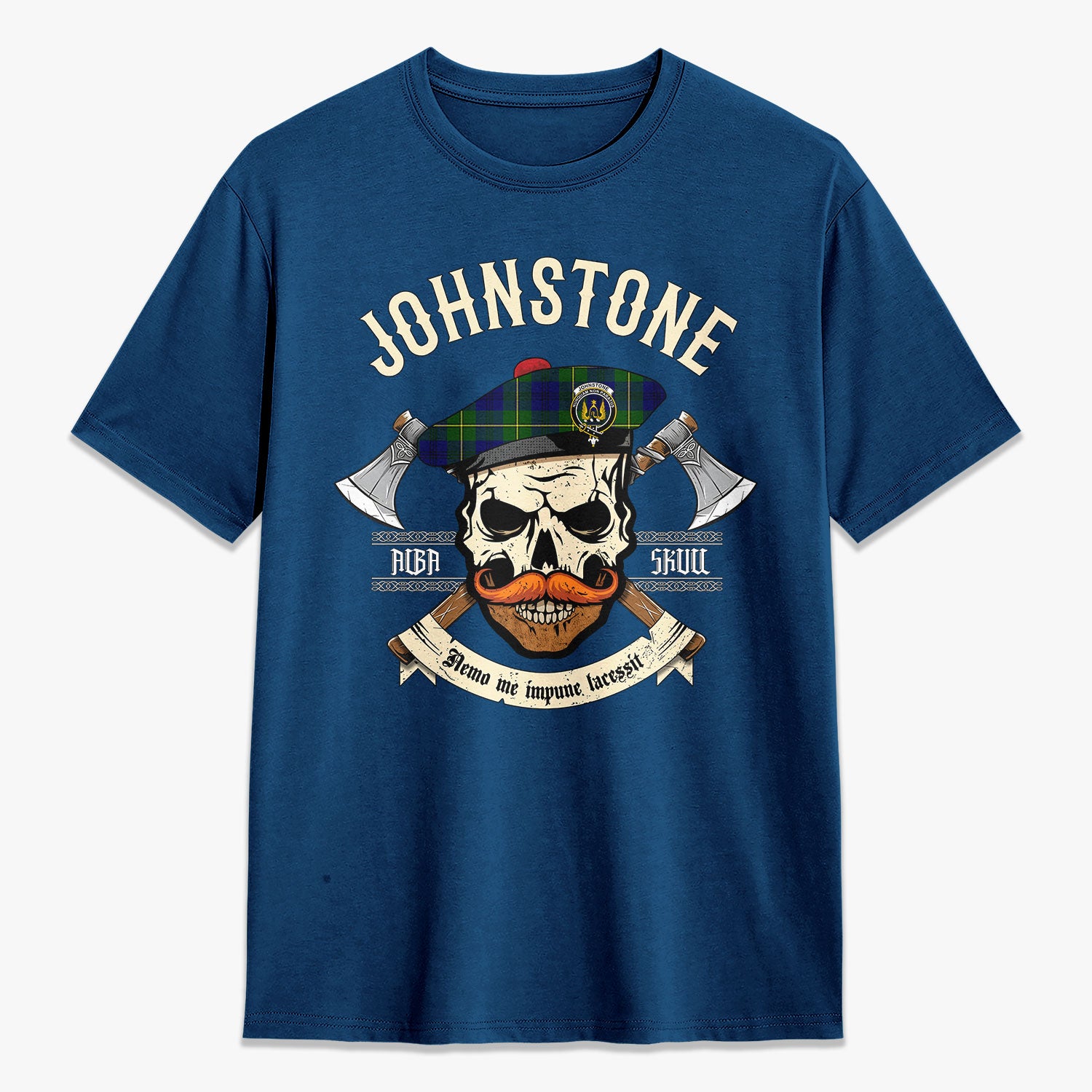 Johnstone Modern Tartan Crest 2D T-shirt - Alba Skull Style