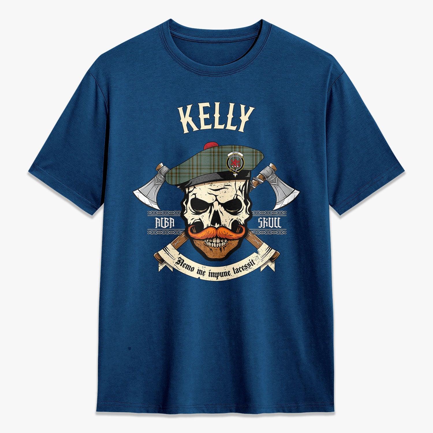 Kelly Dress Tartan Crest 2D T-shirt - Alba Skull Style