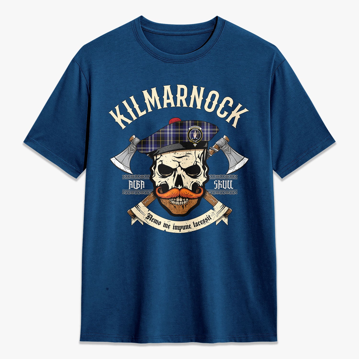 Kilmarnock Tartan Crest 2D T-shirt - Alba Skull Style