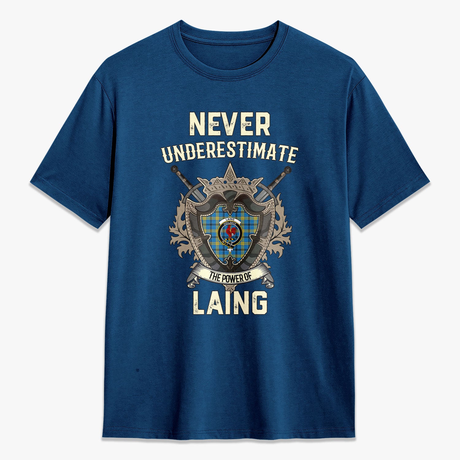 Laing Tartan Crest 2D T-shirt - Never Underestimate Style