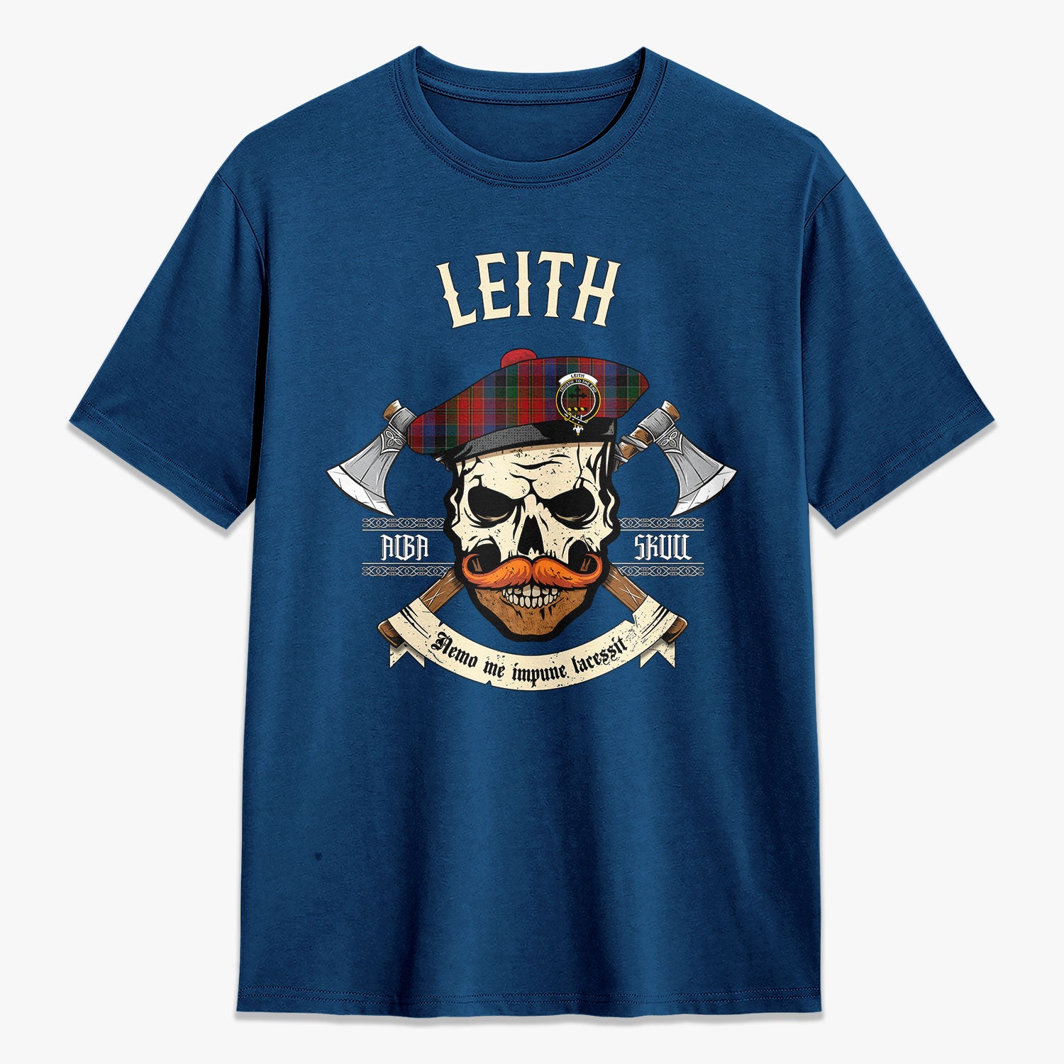 Leith Tartan Crest 2D T-shirt - Alba Skull Style