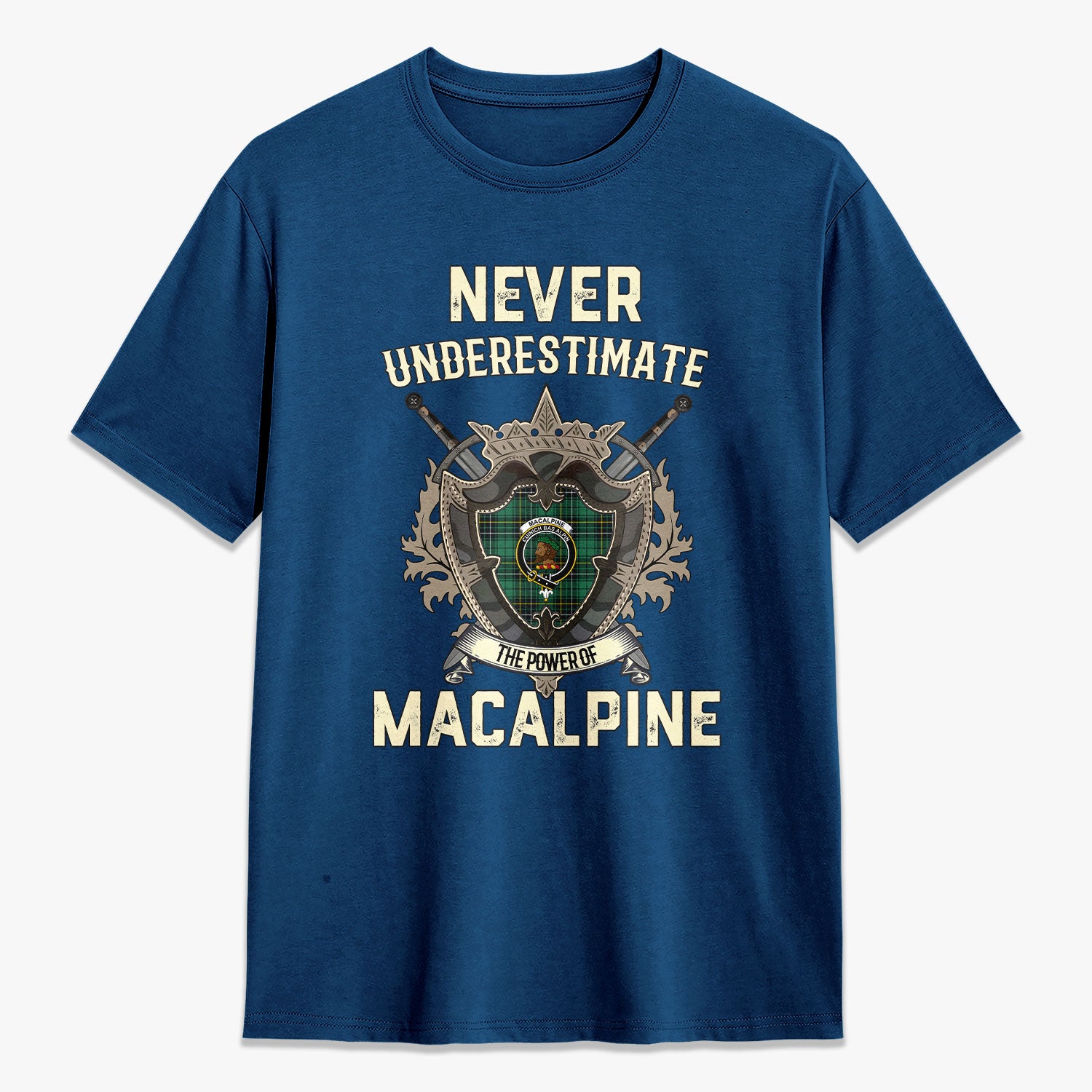 MacAlpine Ancient Tartan Crest 2D T-shirt - Never Underestimate Style
