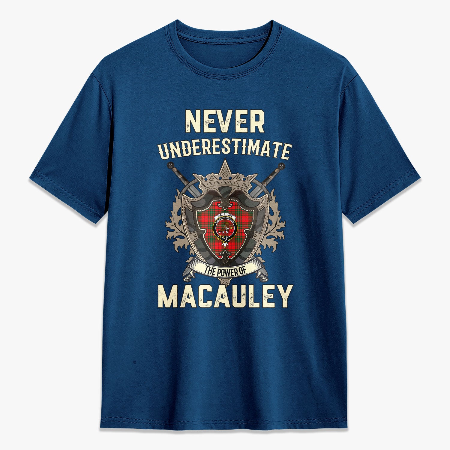 MacAuley Modern Tartan Crest 2D T-shirt - Never Underestimate Style