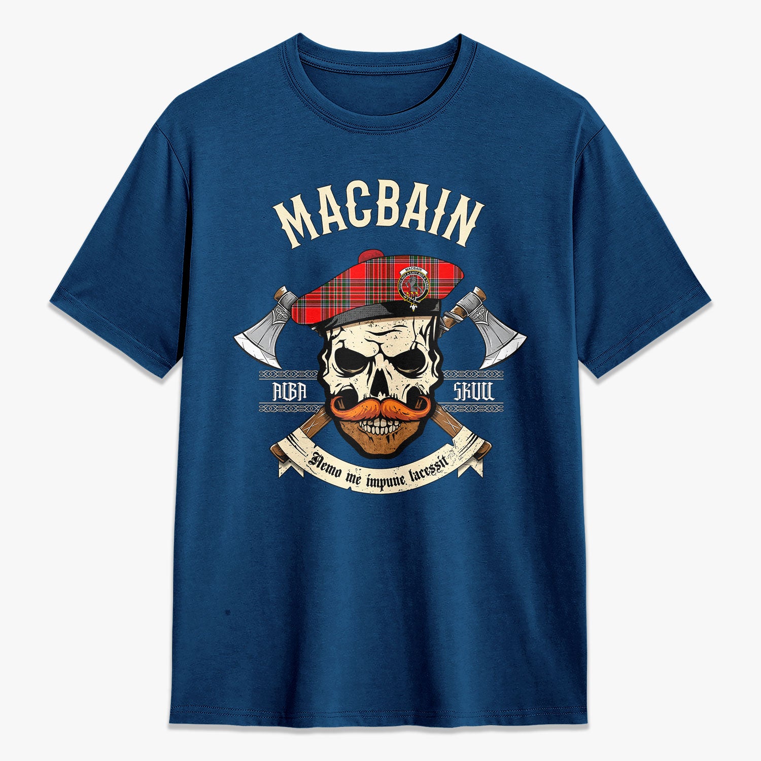 MacBain Tartan Crest 2D T-shirt - Alba Skull Style