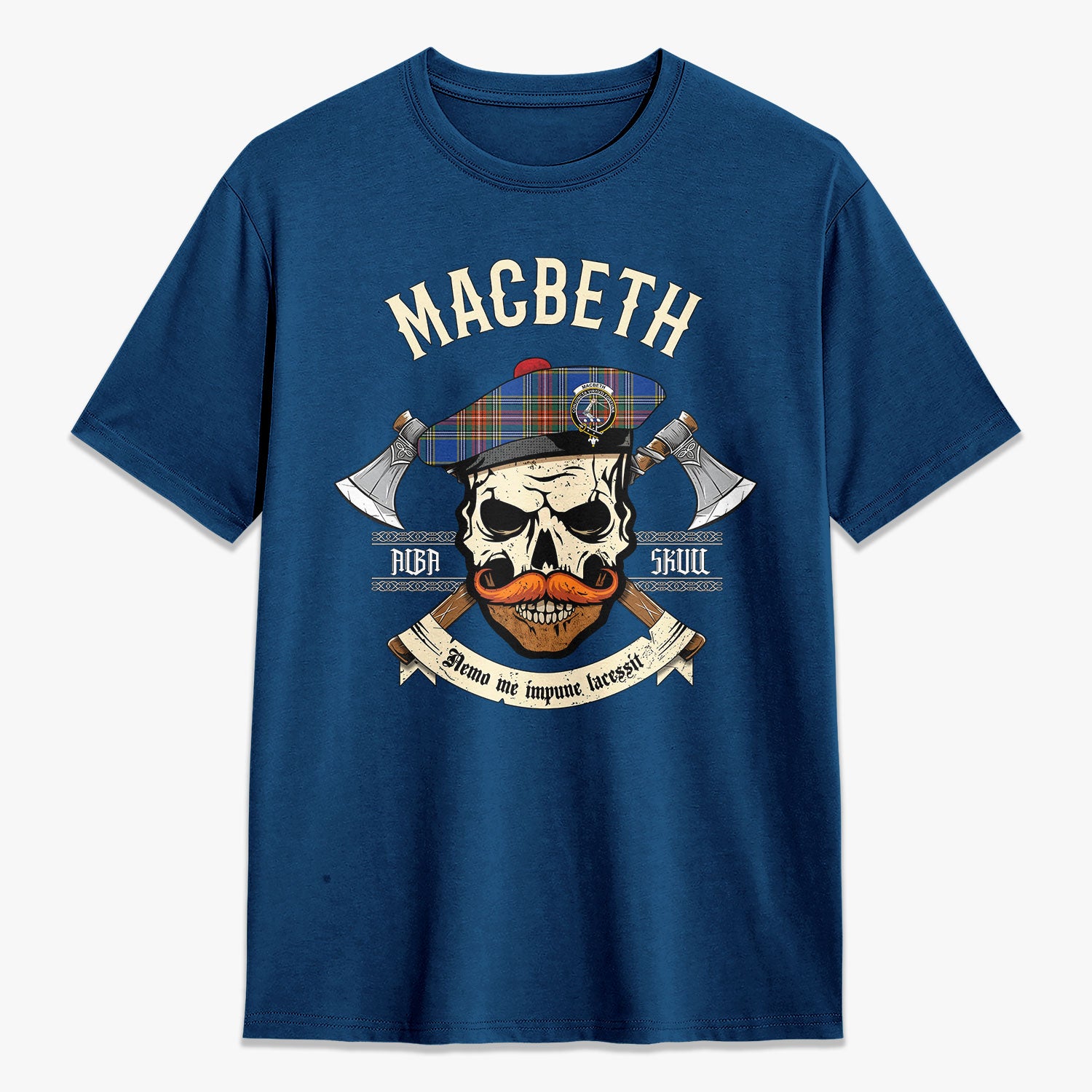 MacBeth Ancient Tartan Crest 2D T-shirt - Alba Skull Style