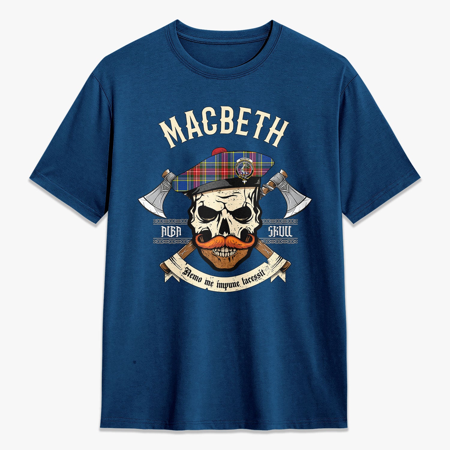 MacBeth Modern Tartan Crest 2D T-shirt - Alba Skull Style