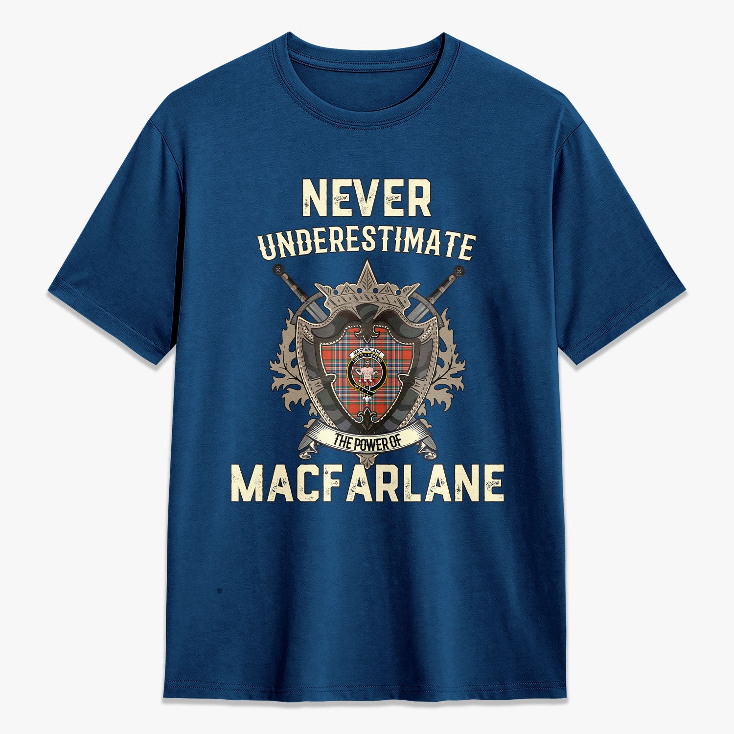 MacFarlane Ancient Tartan Crest 2D T-shirt - Never Underestimate Style