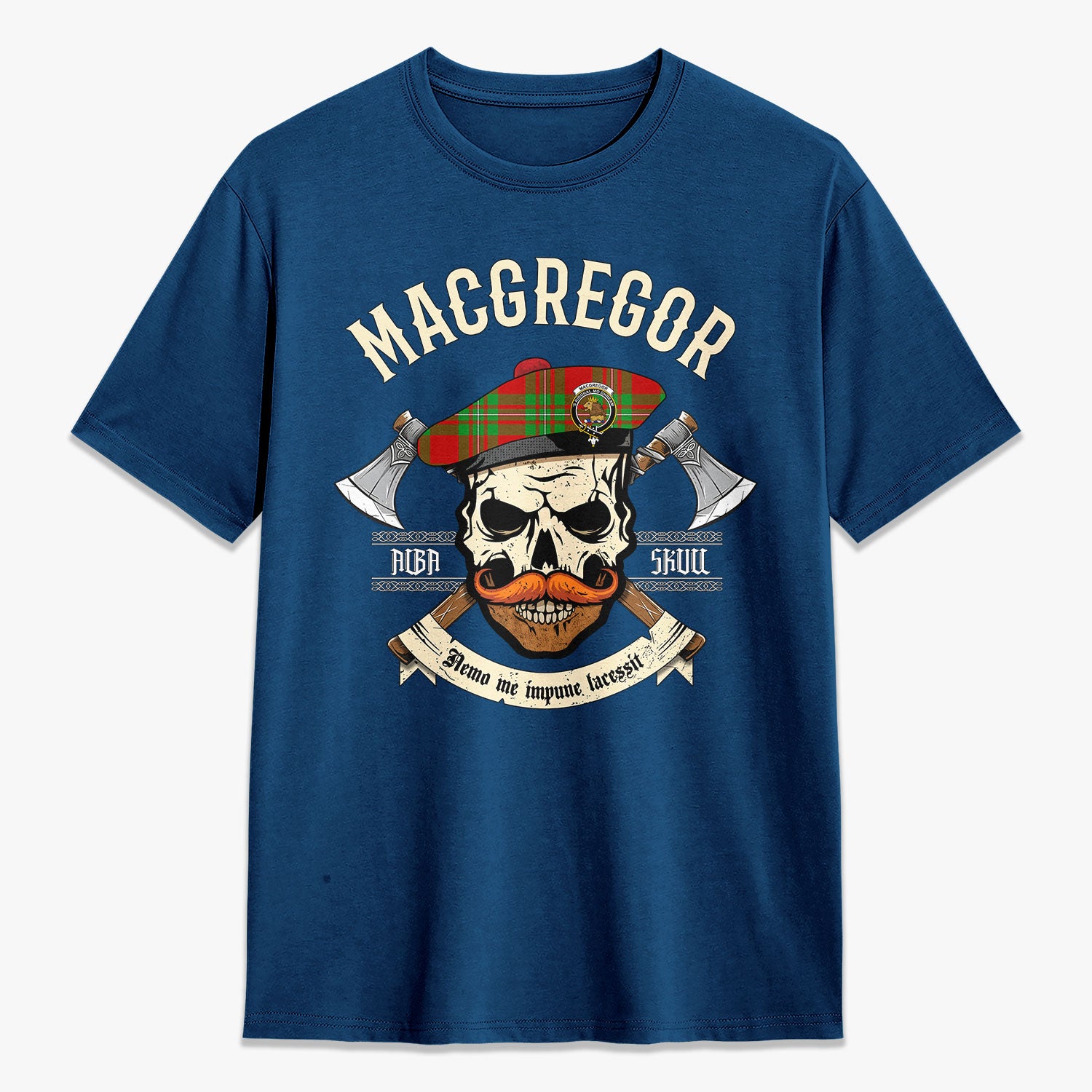 MacGregor Modern Tartan Crest 2D T-shirt - Alba Skull Style