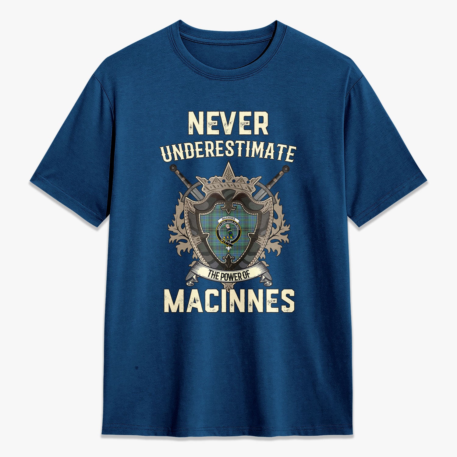 MacInnes Ancient Tartan Crest 2D T-shirt - Never Underestimate Style