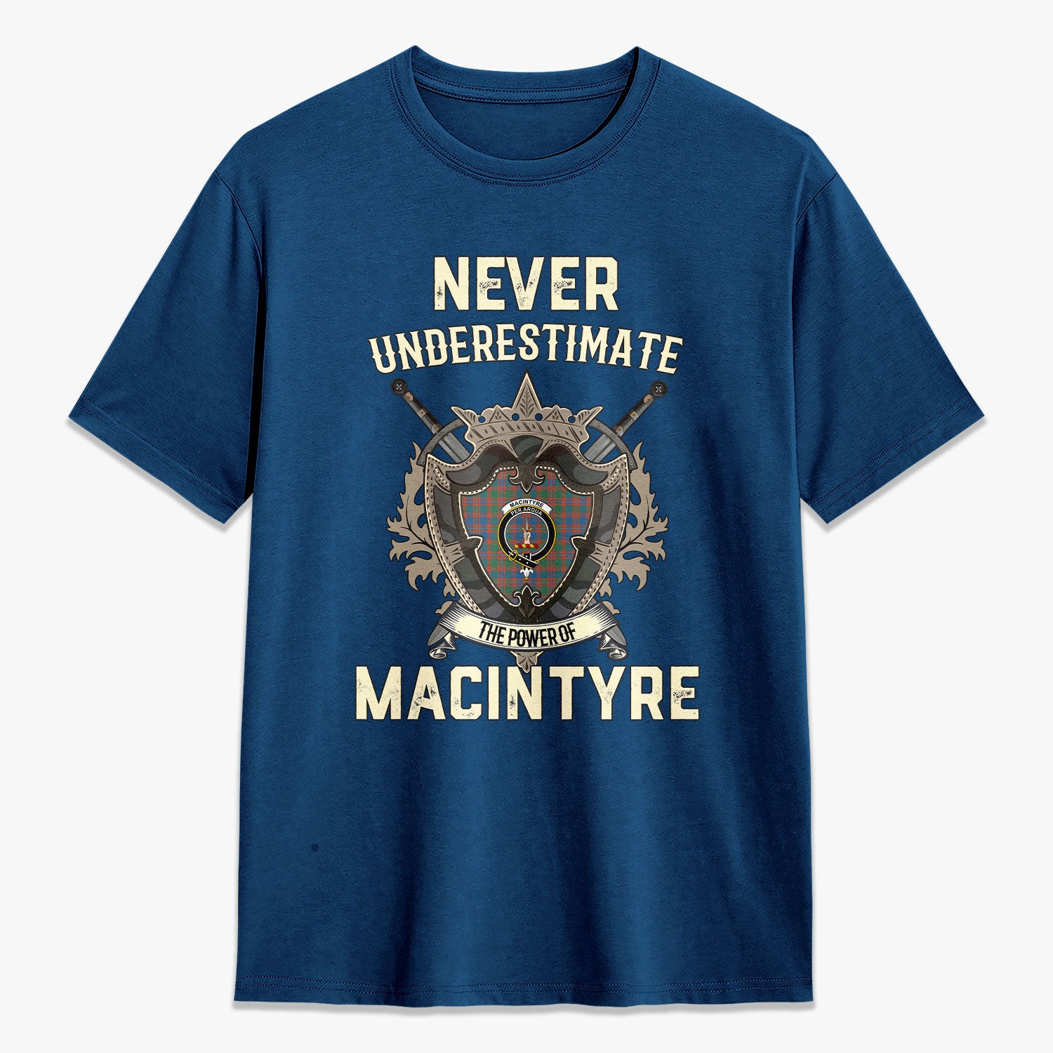 MacIntyre Ancient Tartan Crest 2D T-shirt - Never Underestimate Style