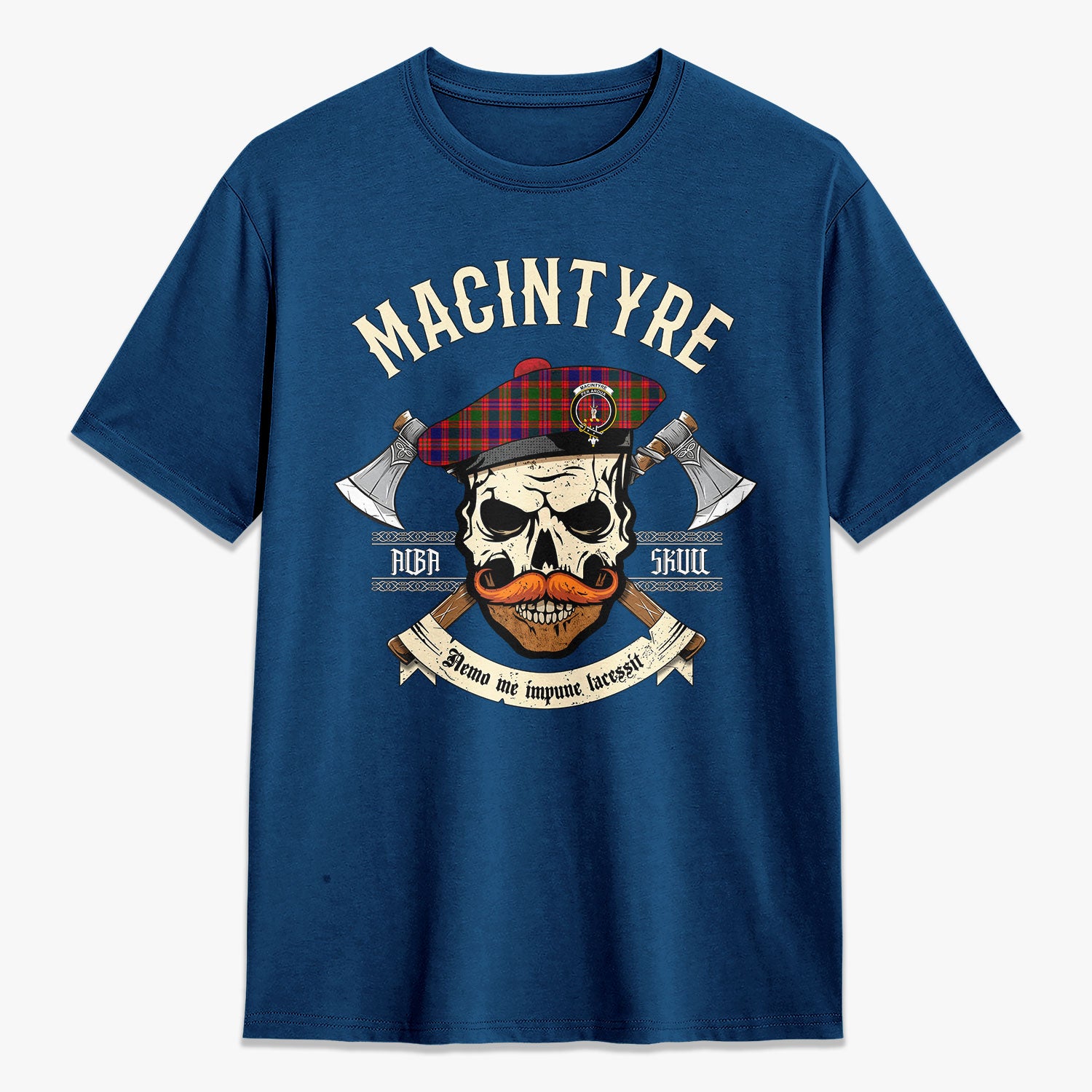 MacIntyre Modern Tartan Crest 2D T-shirt - Alba Skull Style