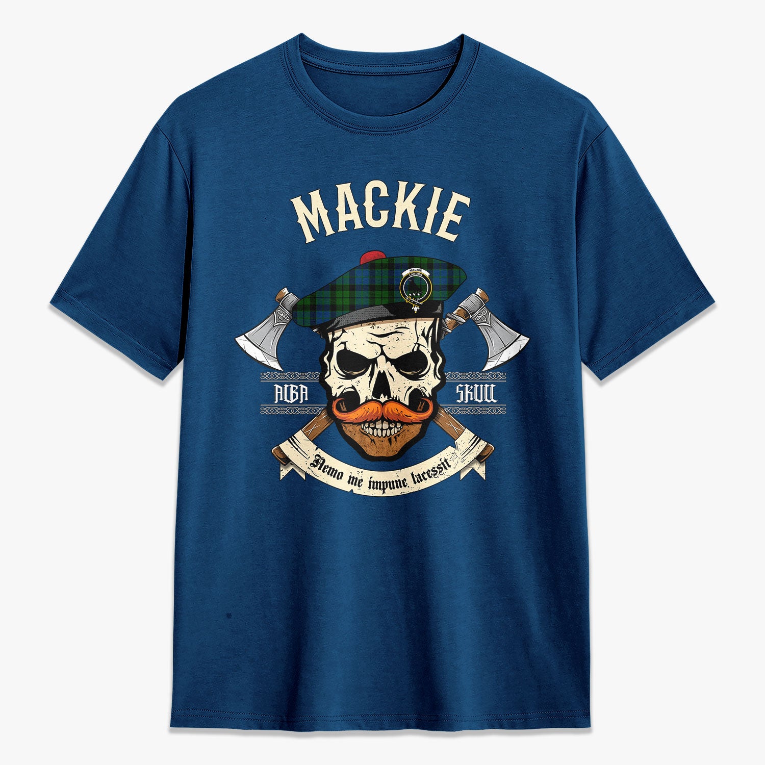 MacKie Tartan Crest 2D T-shirt - Alba Skull Style