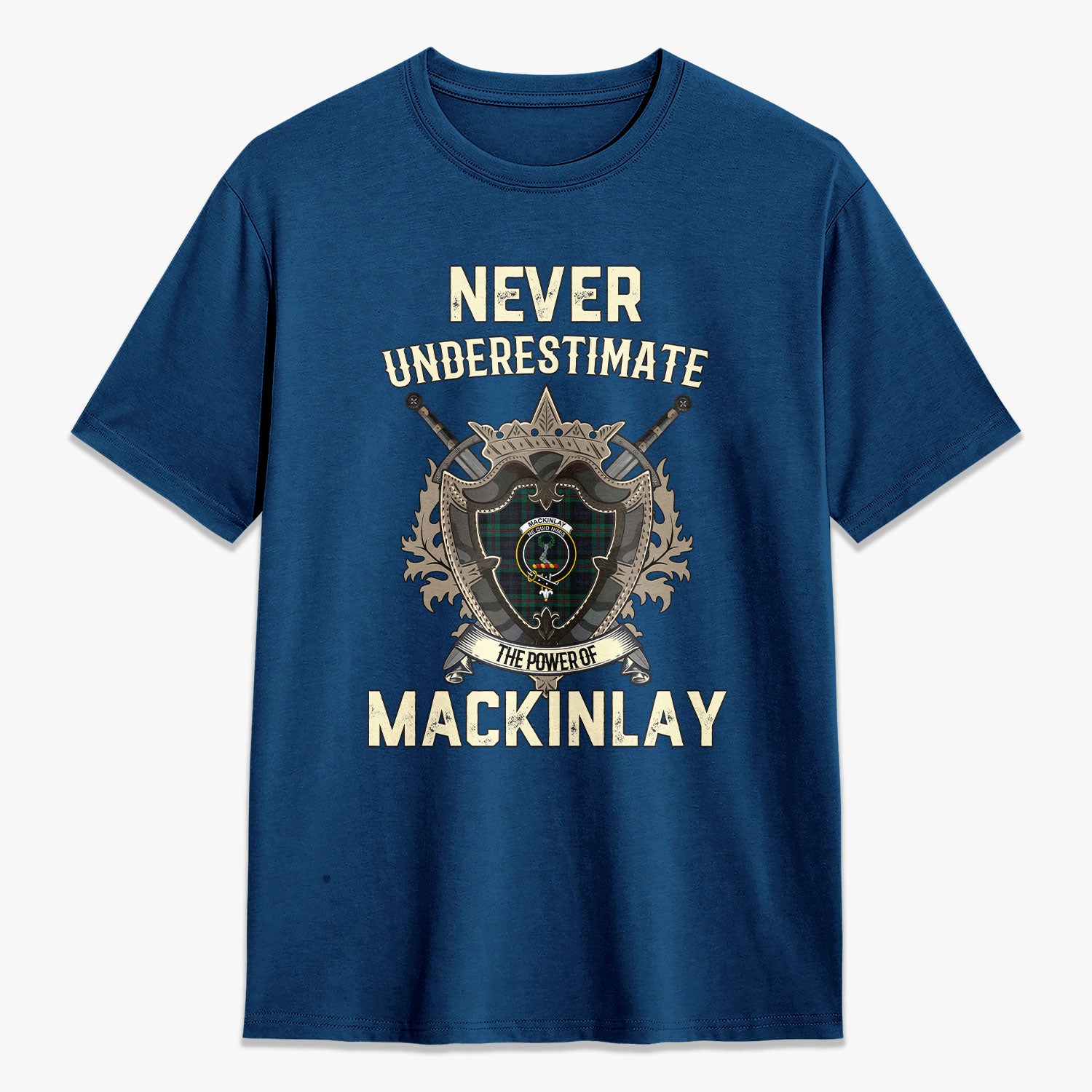 MacKinlay Modern Tartan Crest 2D T-shirt - Never Underestimate Style