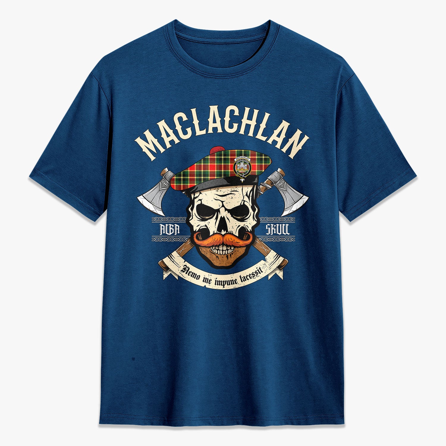 MacLachlan Hunting Modern Tartan Crest 2D T-shirt - Alba Skull Style