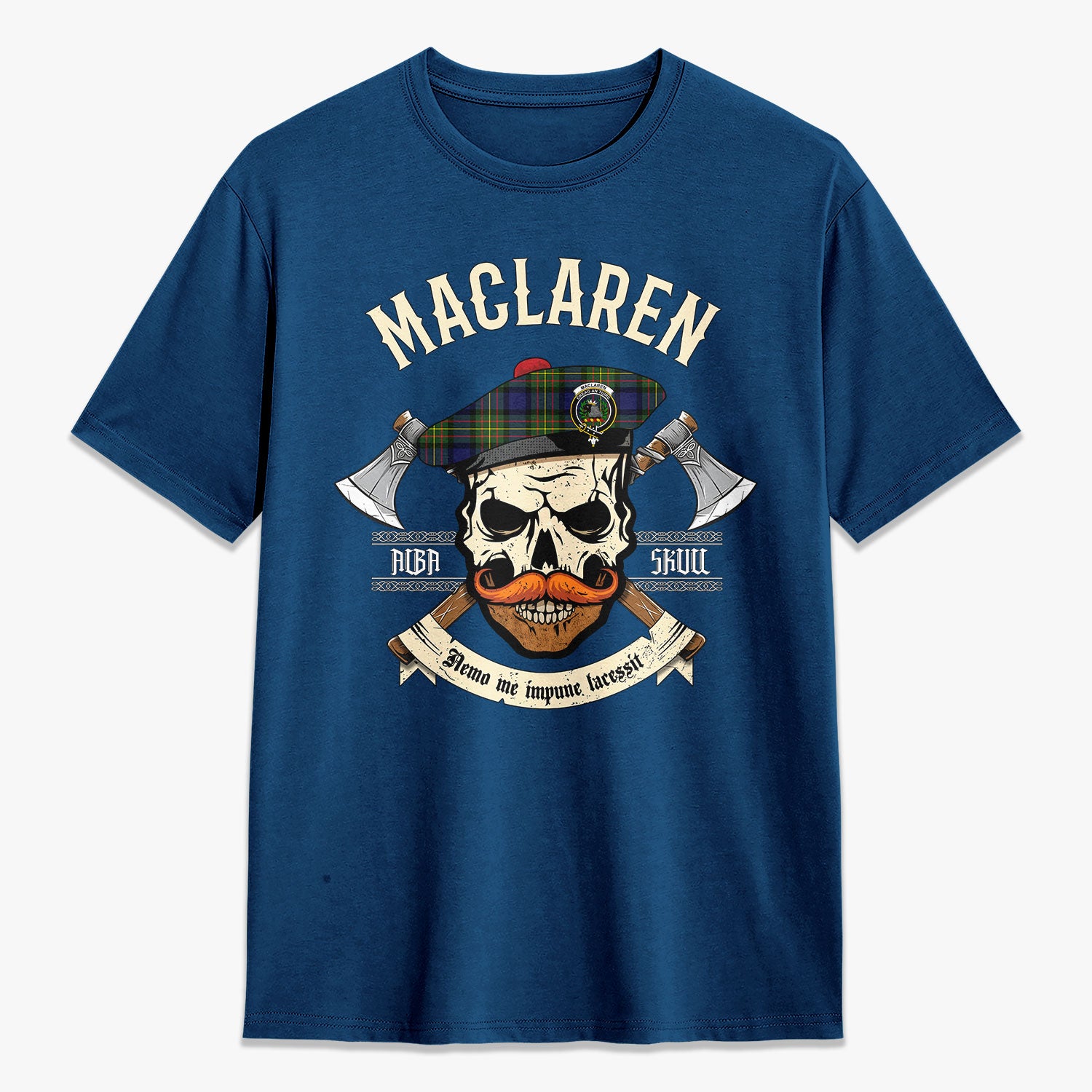 MacLaren Modern Tartan Crest 2D T-shirt - Alba Skull Style