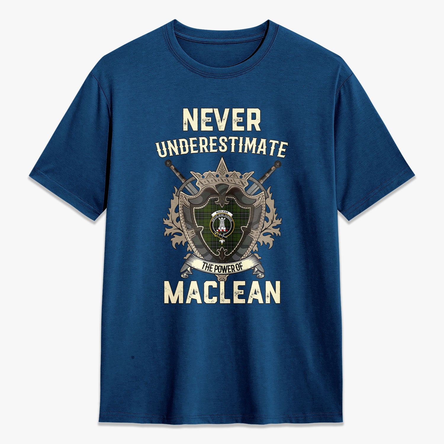 MacLean Hunting Tartan Crest 2D T-shirt - Never Underestimate Style