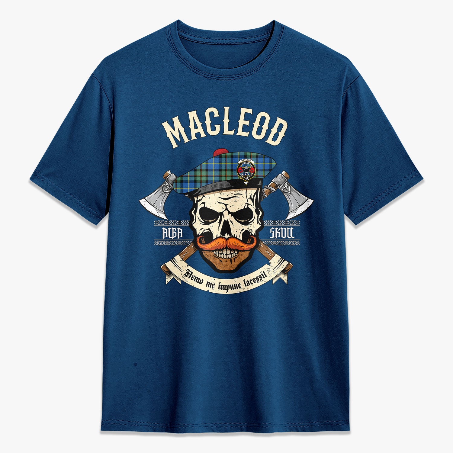 MacLeod of Harris Ancient Tartan Crest 2D T-shirt - Alba Skull Style