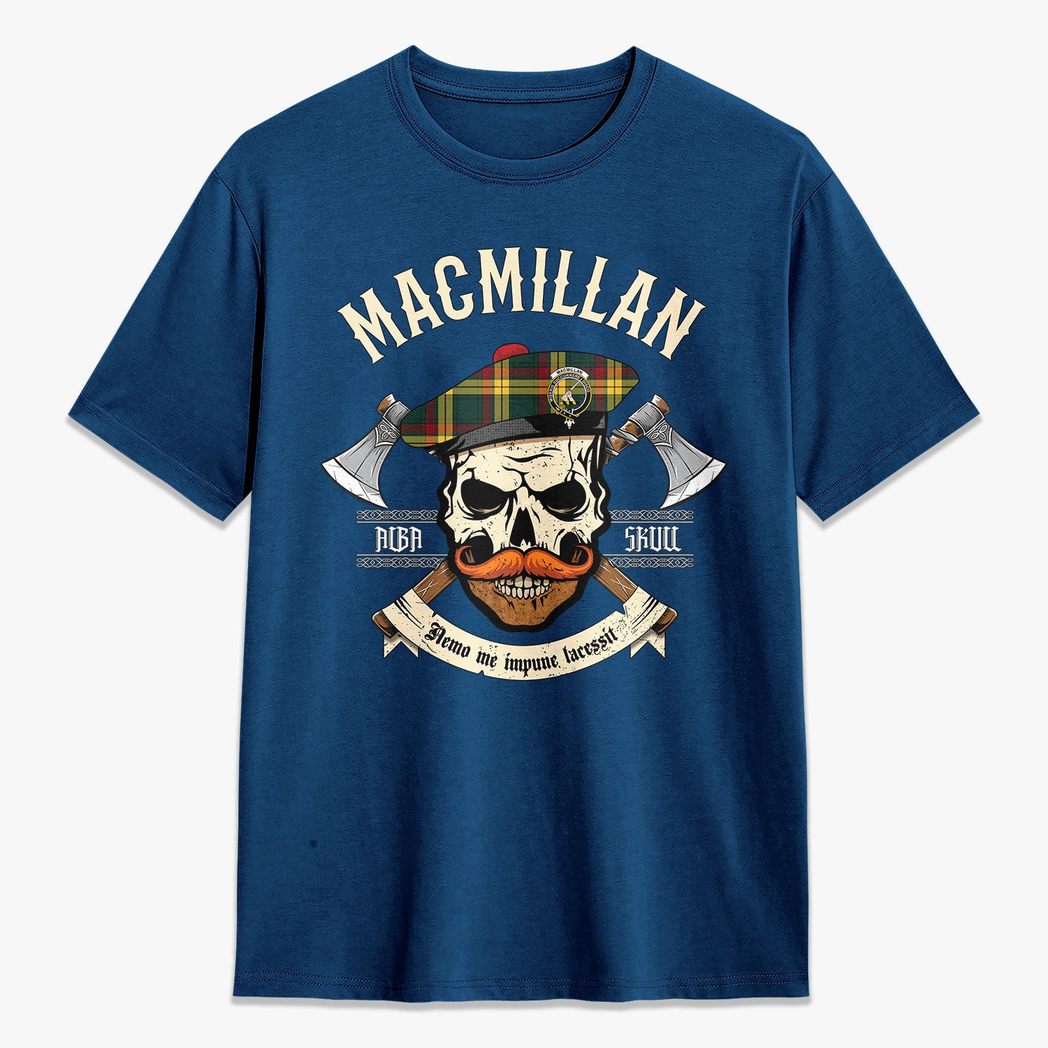 MacMillan Old Modern Tartan Crest 2D T-shirt - Alba Skull Style