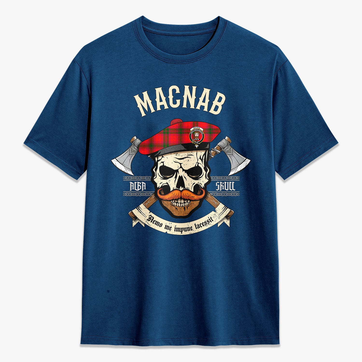 MacNab Modern Tartan Crest 2D T-shirt - Alba Skull Style