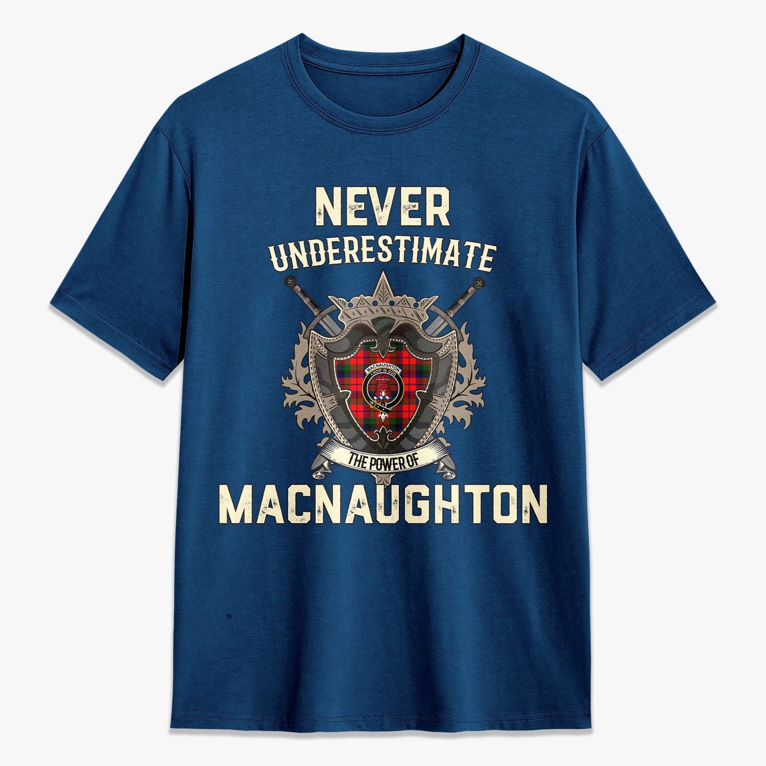 MacNaughton Modern Tartan Crest 2D T-shirt - Never Underestimate Style