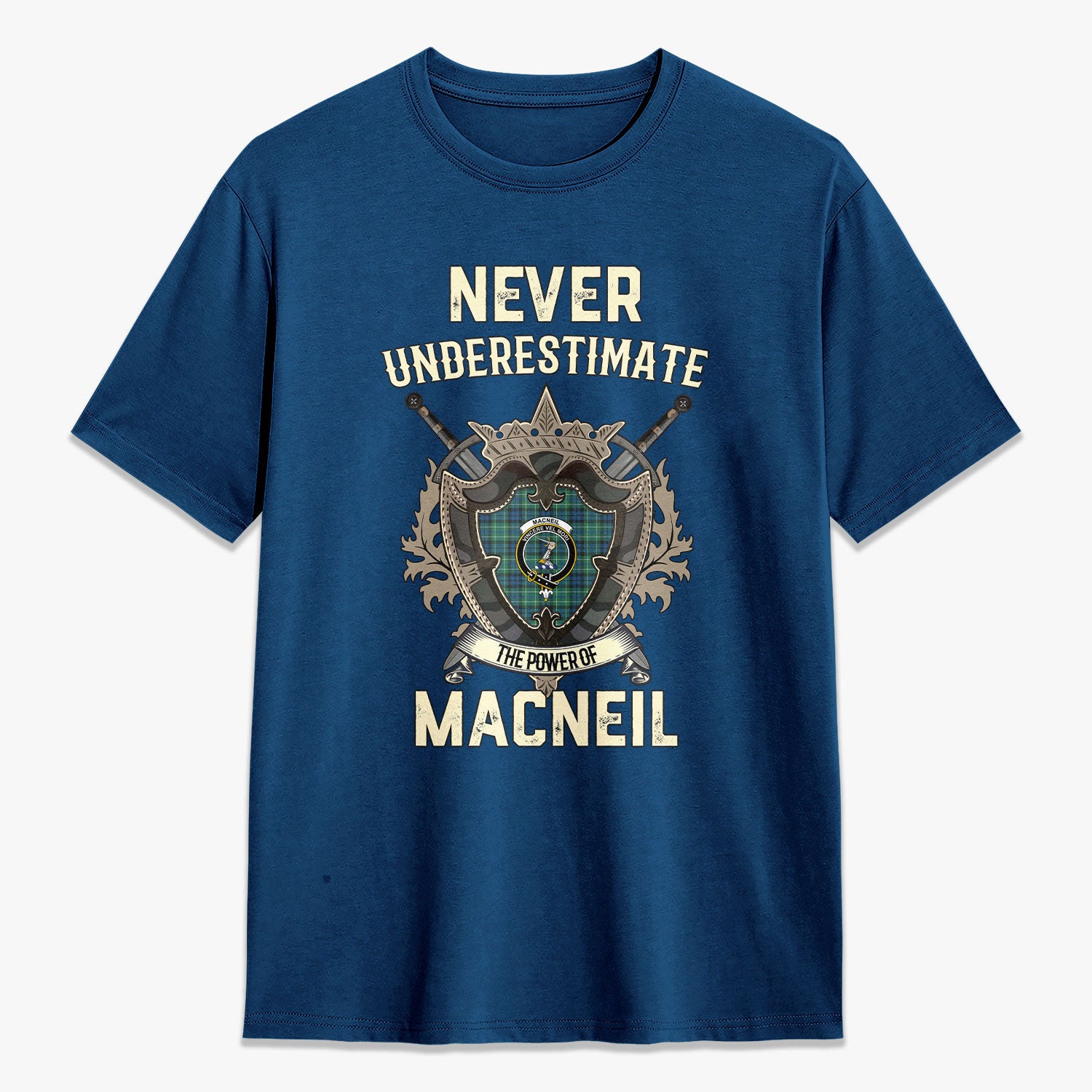 MacNeil of Colonsay Ancient Tartan Crest 2D T-shirt - Never Underestimate Style